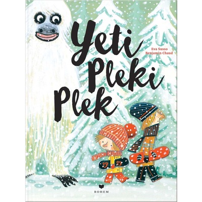 Buchcover zeigt Yeti und zwei Kinder mit Snowboard unterm Arm im Schnee